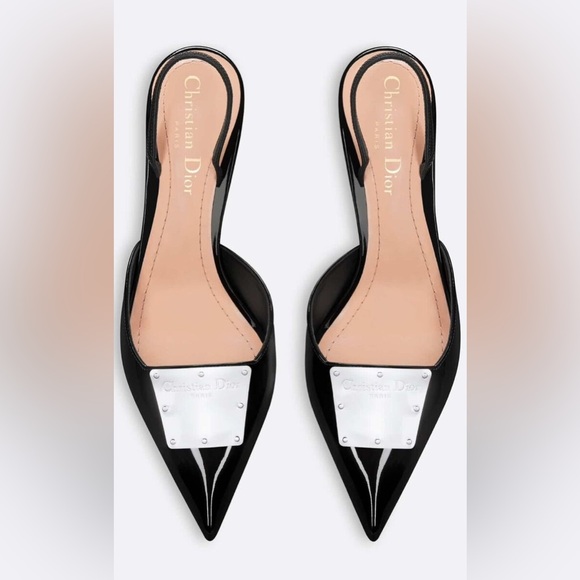 Christian Dior La Parisiennen slingback patent calfskin leather pump black - Picture 2 of 5